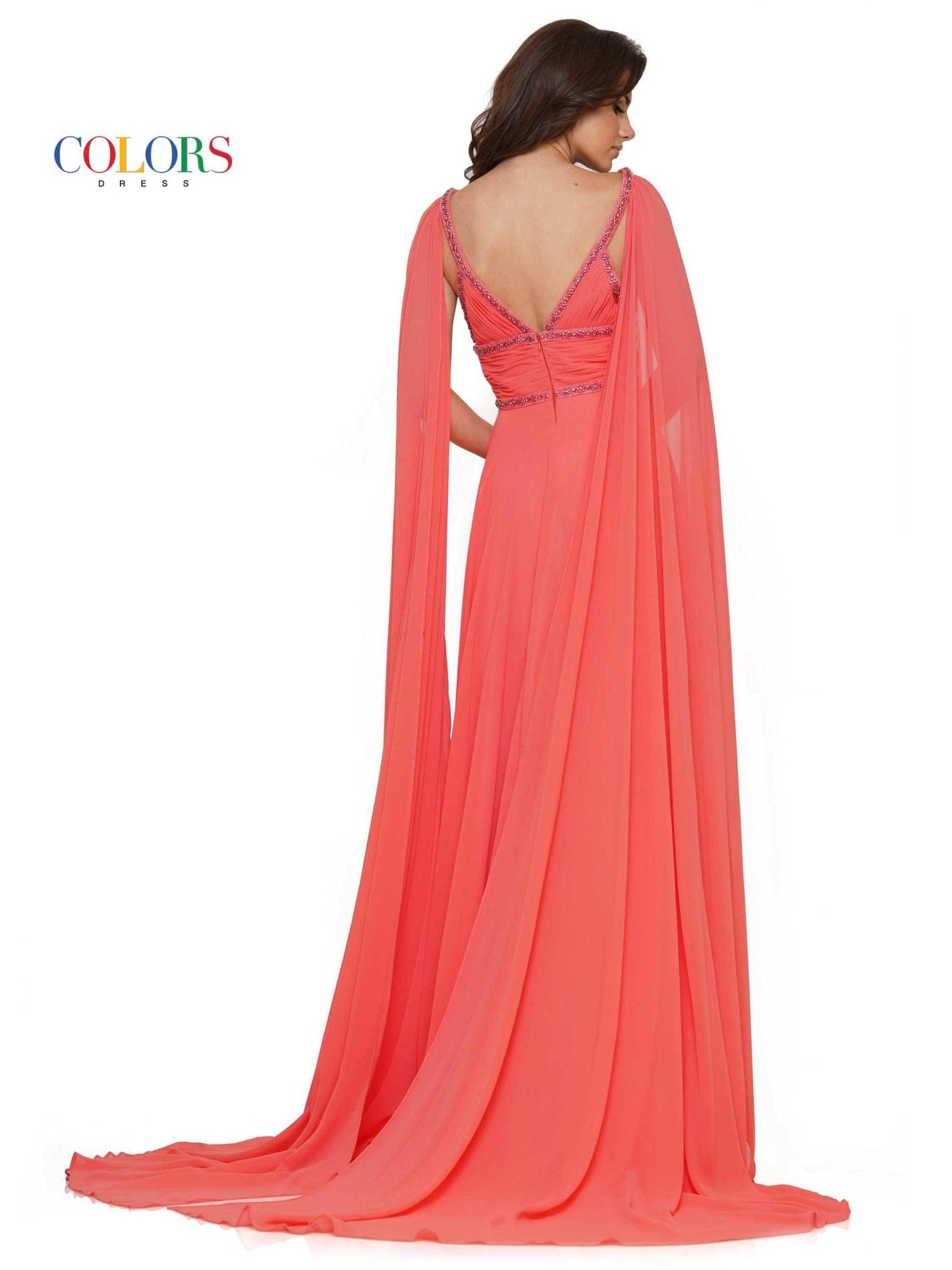 Colors Prom Long Formal Beaded Chiffon Dress 2699 - The Dress Outlet