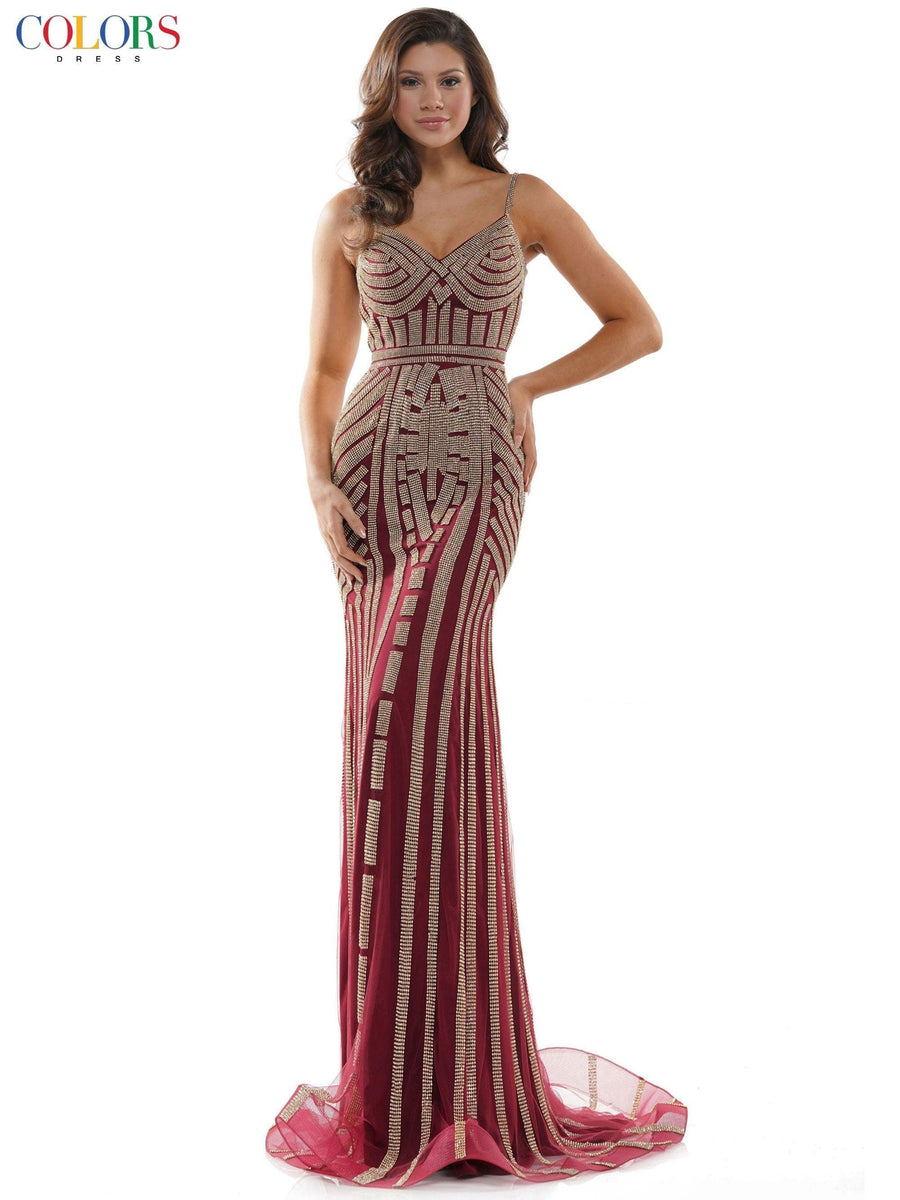 Colors Prom Long Formal Beaded Gown 664 - The Dress Outlet