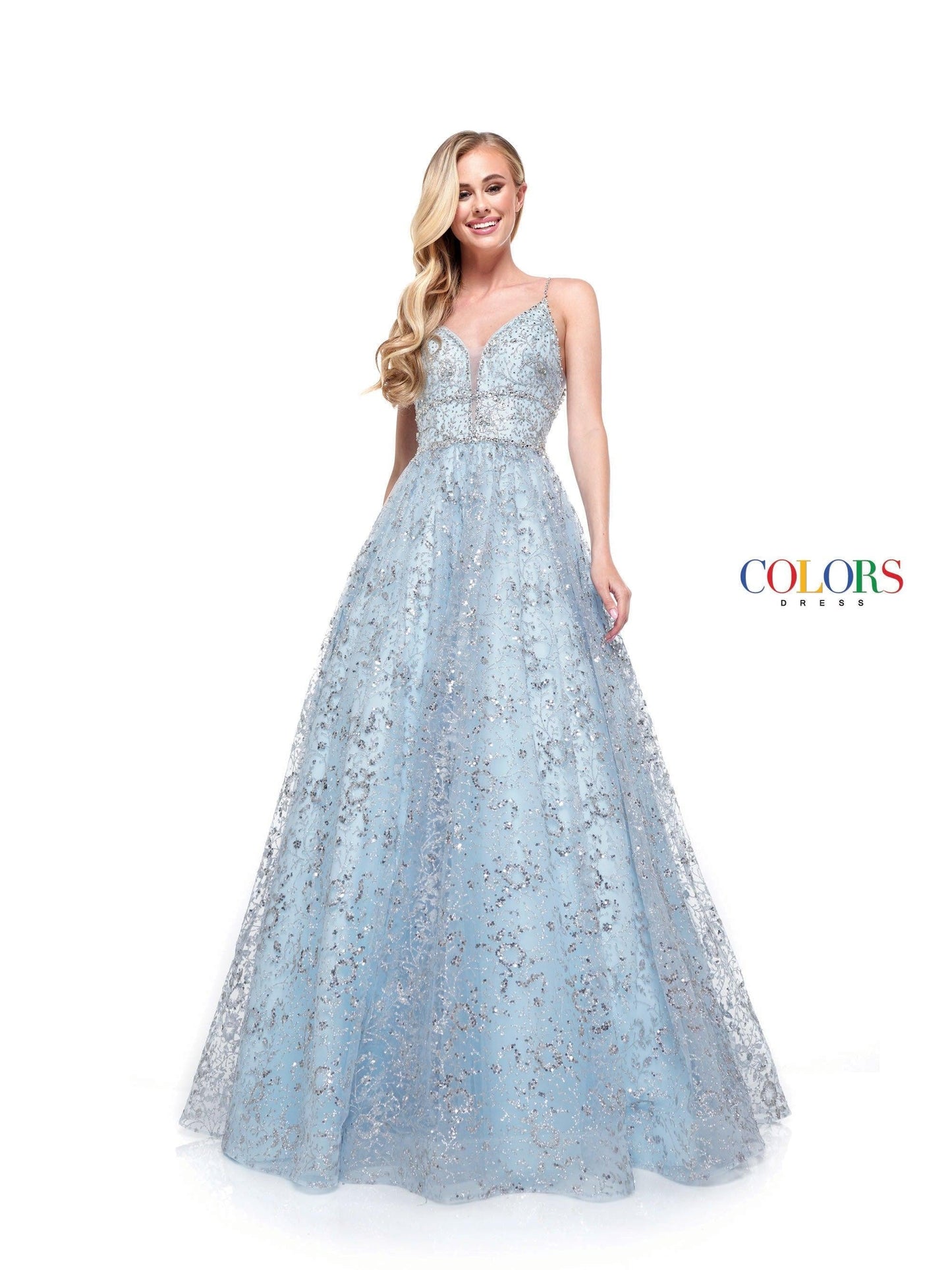Colors Prom Long Formal Beaded Mesh Ball Gown 2288 - The Dress Outlet