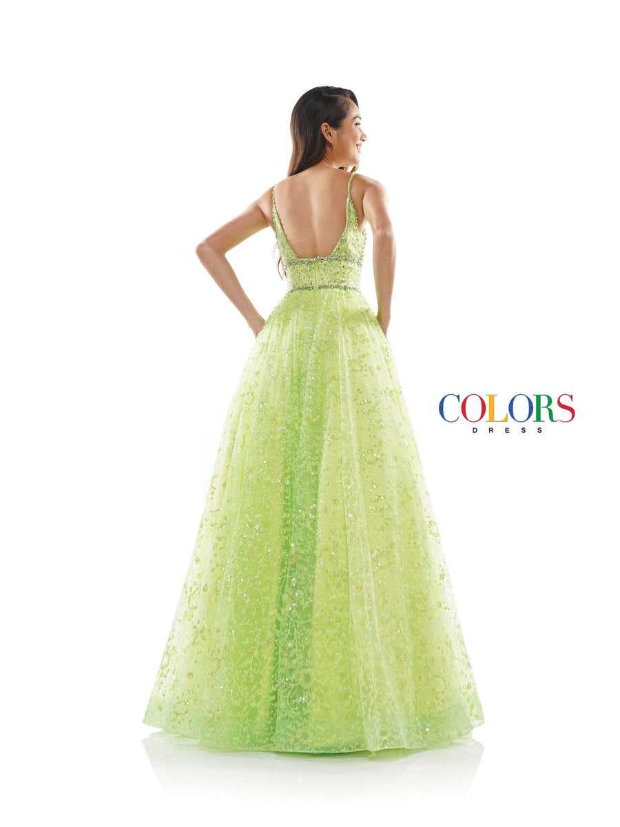 Colors Prom Long Formal Beaded Mesh Ball Gown 2288 - The Dress Outlet