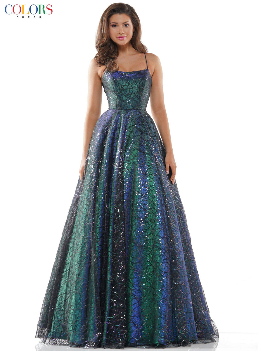 Colors Prom Long Formal Glitter Ball Gown 2437 - The Dress Outlet