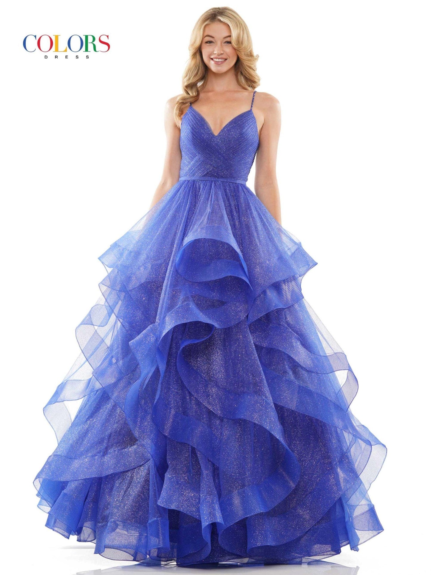 Colors Prom Long Formal Glitter Mesh Ball Gown 2381 - The Dress Outlet