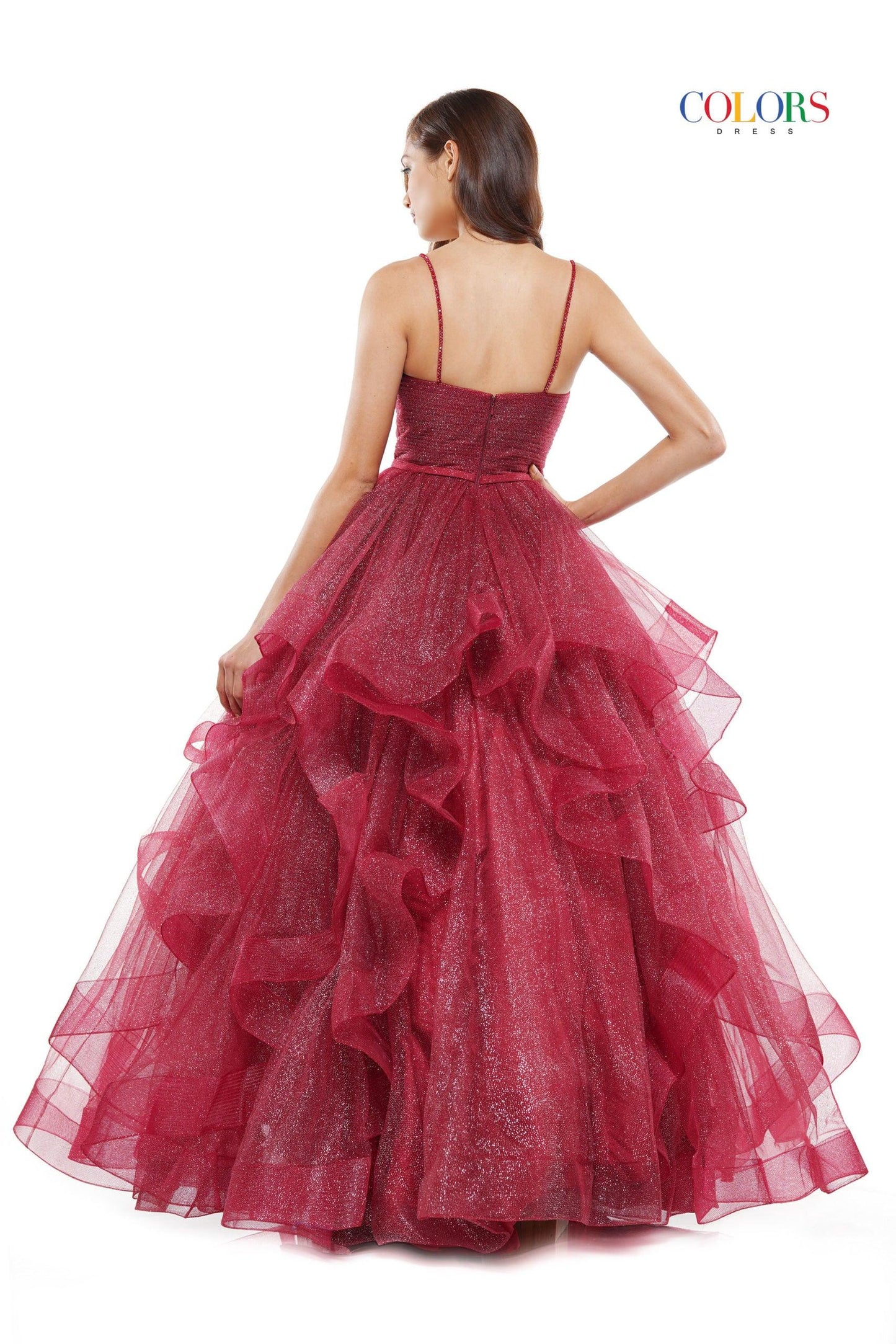 Colors Prom Long Formal Glitter Mesh Ball Gown 2381 - The Dress Outlet