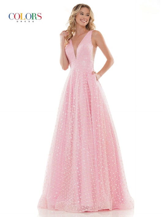 Colors Prom Long Glitter Ball Gown 2170 - The Dress Outlet