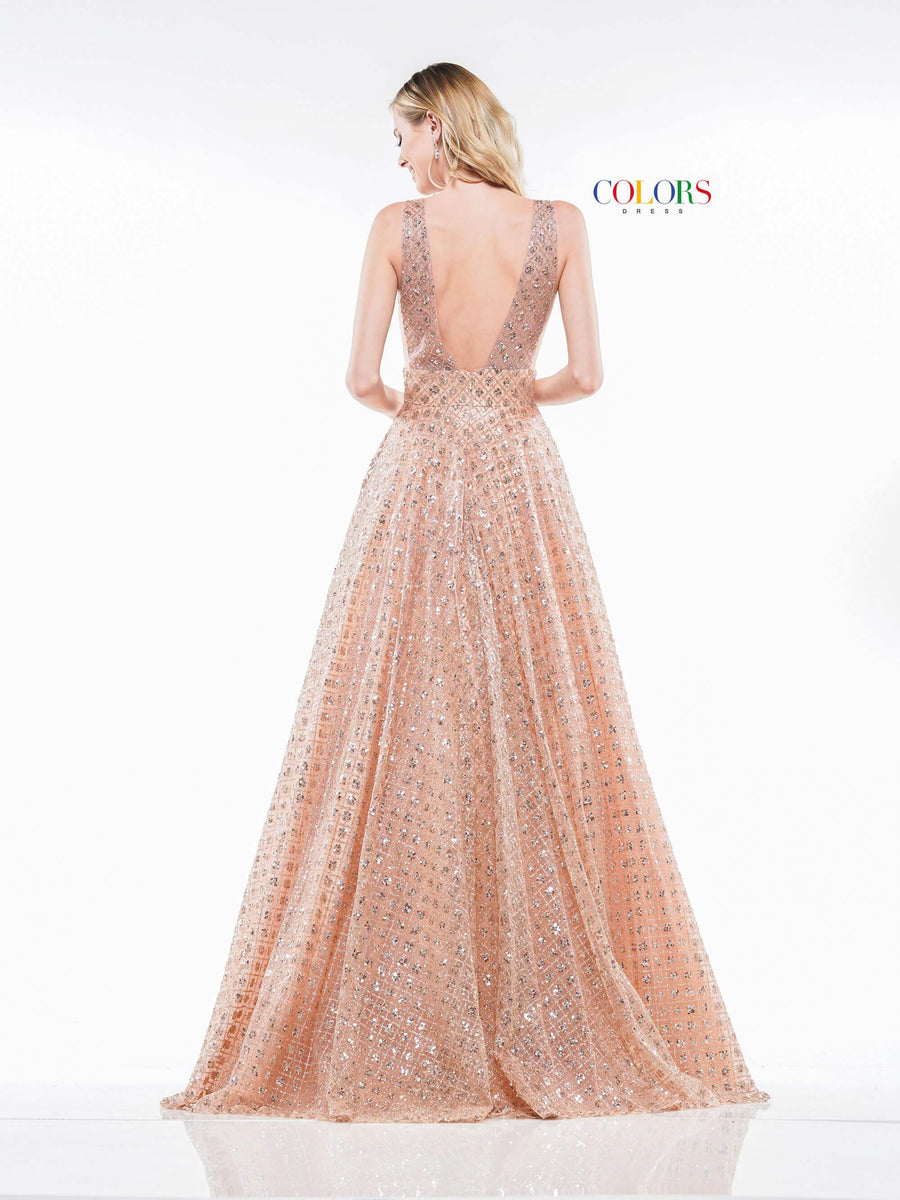 Colors Prom Long Glitter Ball Gown 2170 - The Dress Outlet