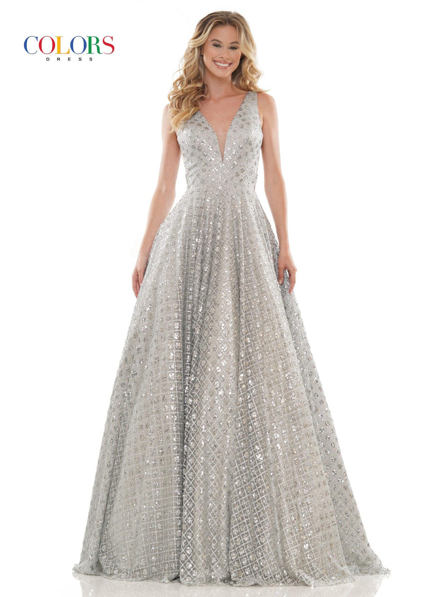 Colors Prom Long Glitter Ball Gown 2170 - The Dress Outlet