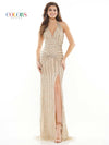 Colors Prom Long Halter Beaded Prom Dress 2704 - The Dress Outlet