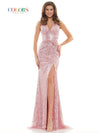 Colors Prom Long Halter Formal Fitted Dress 2702 - The Dress Outlet