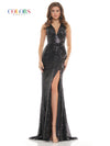 Colors Prom Long Halter Formal Fitted Dress 2702 - The Dress Outlet