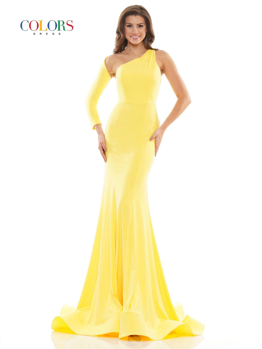 Colors Prom Long One Shoulder Fitted Dress 2690 - The Dress Outlet