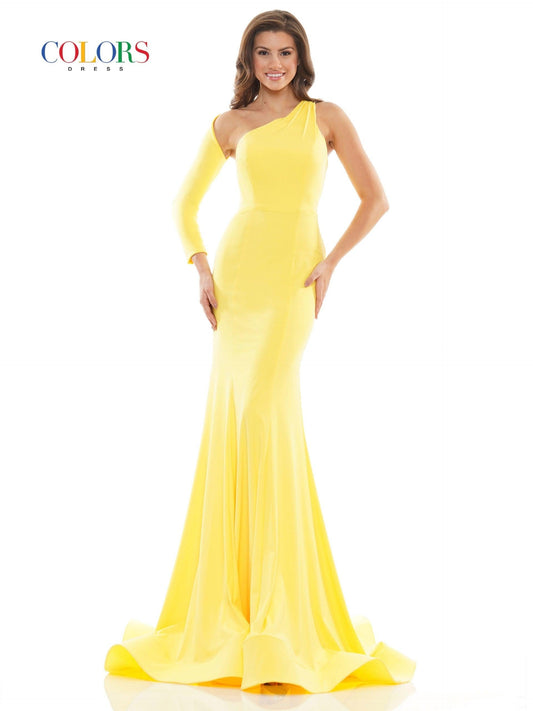 Colors Prom Long One Shoulder Fitted Dress 2690 - The Dress Outlet