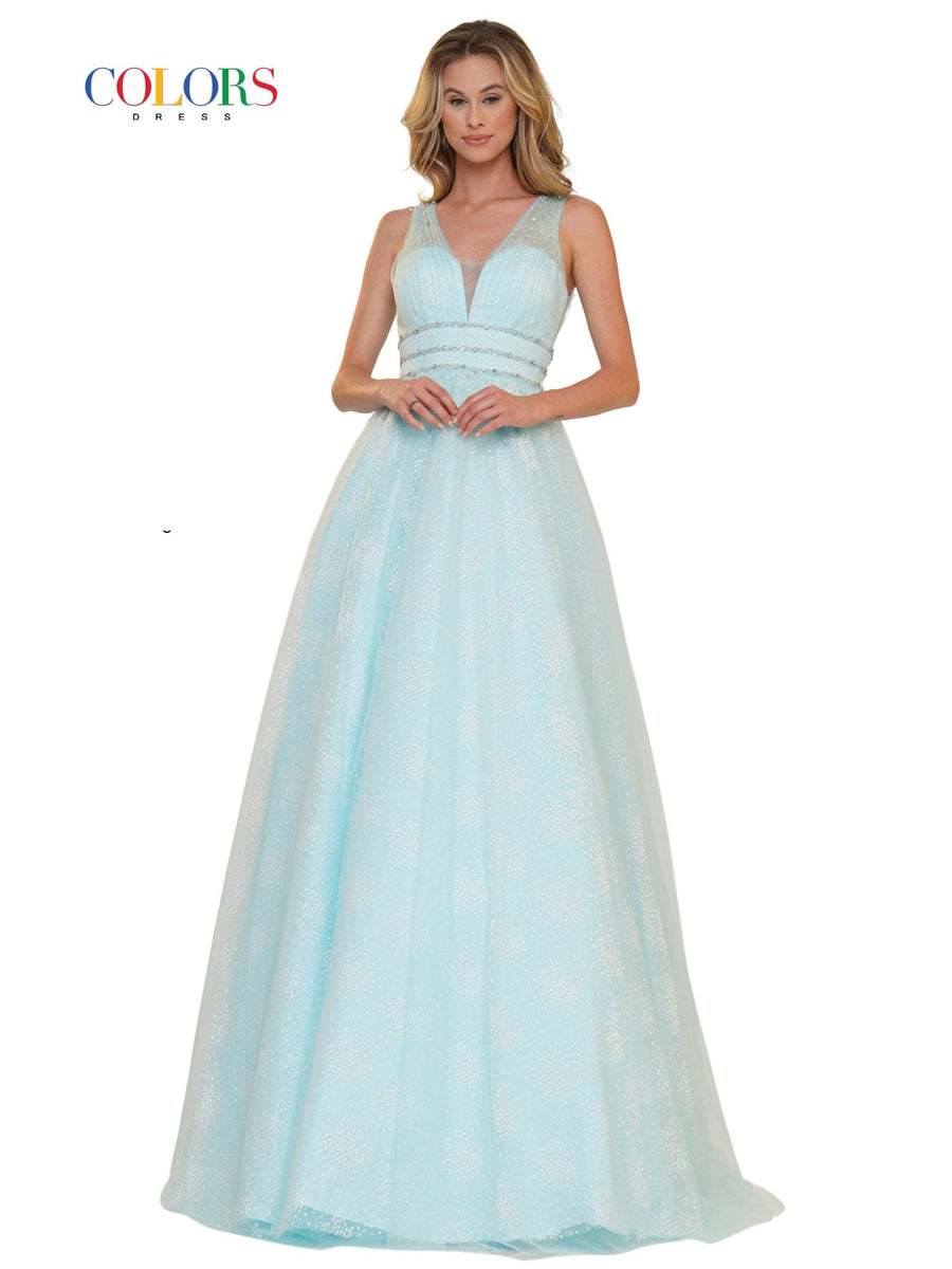 Colors Prom Long Sleeveless Beaded Ball Gown 2736 - The Dress Outlet