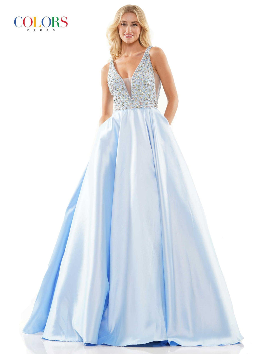 Colors Prom Long Sleeveless Dress - The Dress Outlet