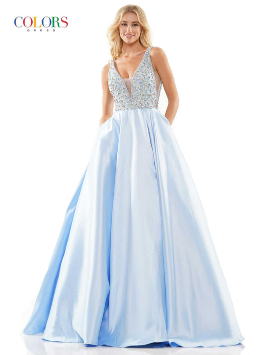 Colors Prom Long Sleeveless Dress - The Dress Outlet