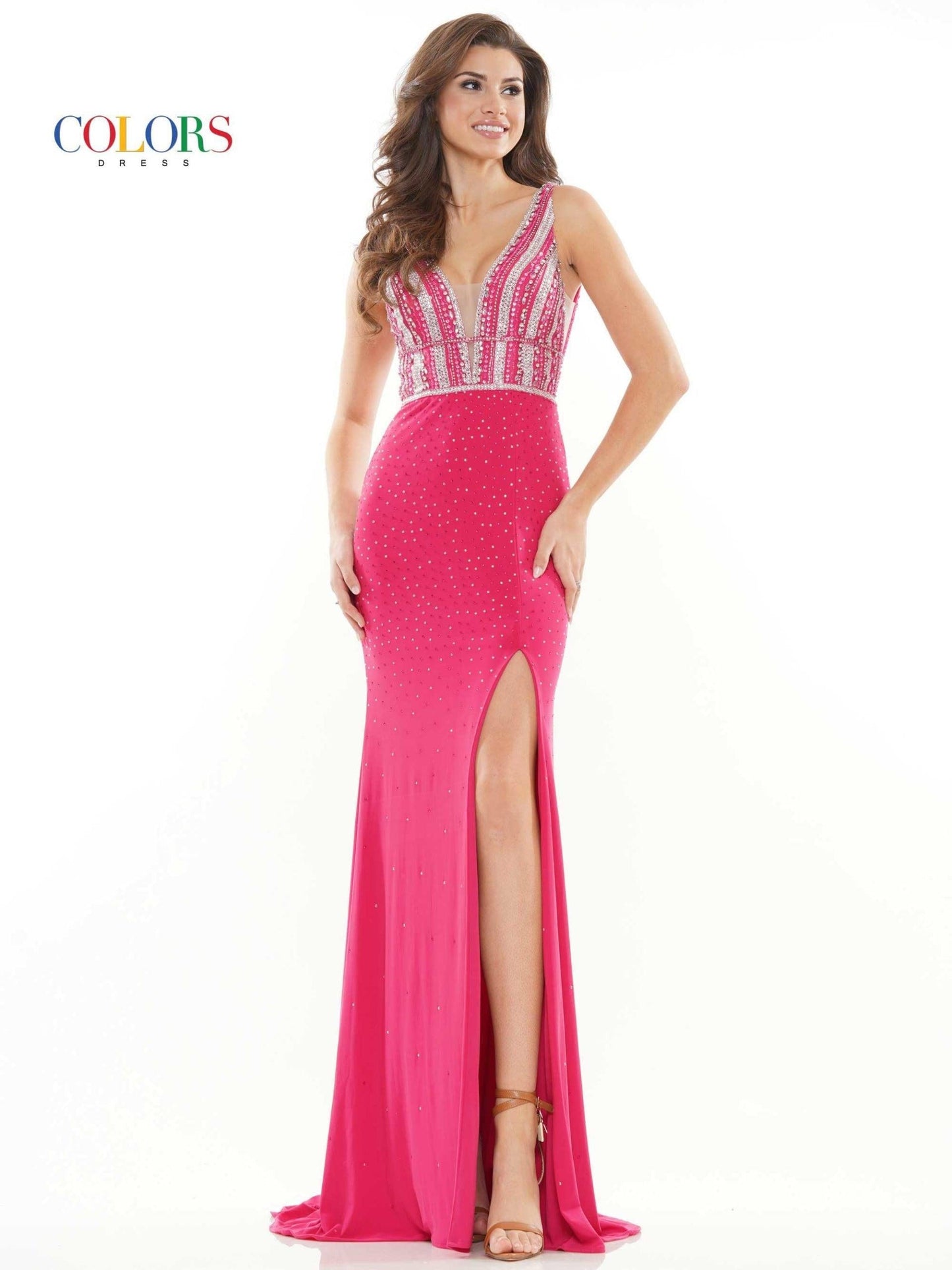 Colors Prom Long Sleeveless Formal Dress 2716 - The Dress Outlet