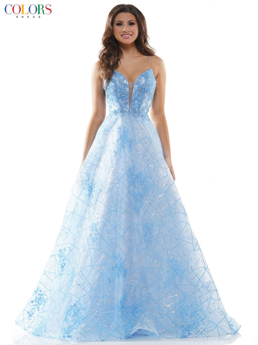 Colors Prom Long Spaghetti Strap Formal Dress 2539 - The Dress Outlet