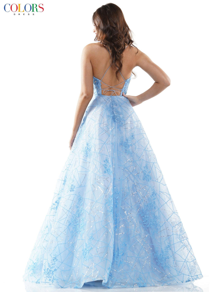 Colors Prom Long Spaghetti Strap Formal Dress 2539 - The Dress Outlet