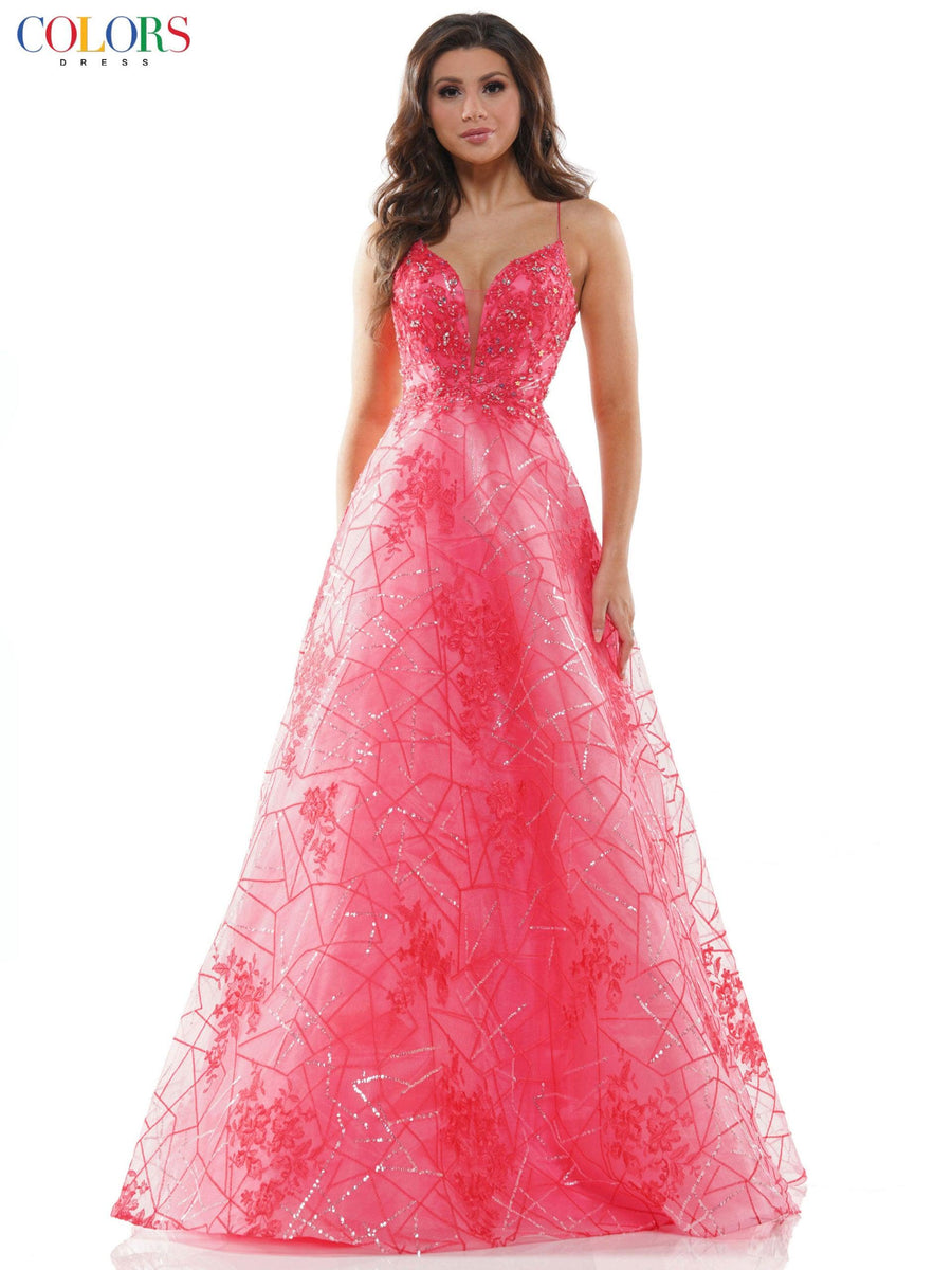 Colors Prom Long Spaghetti Strap Formal Dress 2539 - The Dress Outlet