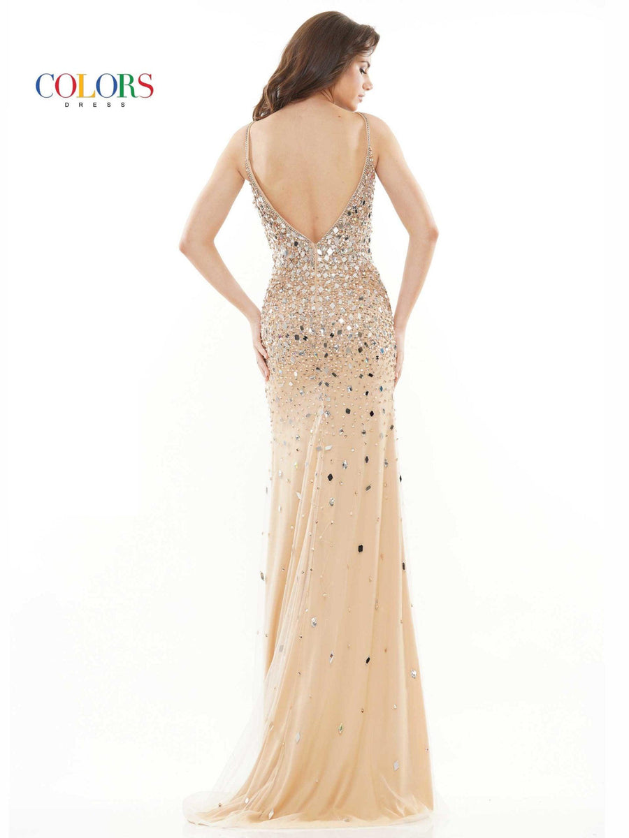 Colors Prom Long Spaghetti Strap Formal Dress 2724 - The Dress Outlet