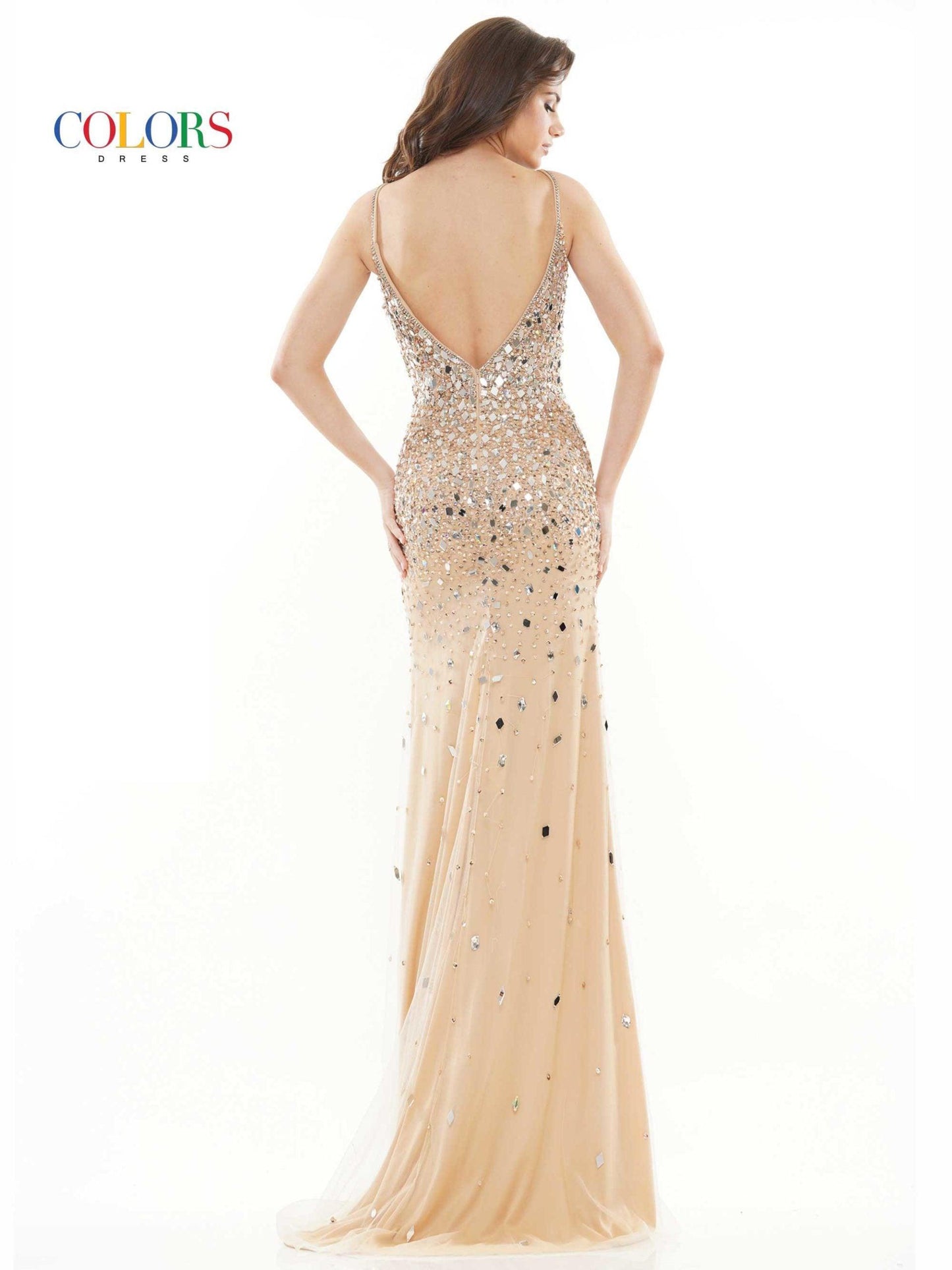 Colors Prom Long Spaghetti Strap Formal Dress 2724 - The Dress Outlet