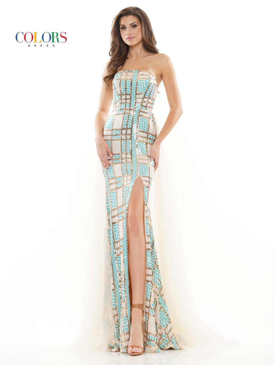 Colors Prom Long Strapless Formal Dress 1077 - The Dress Outlet