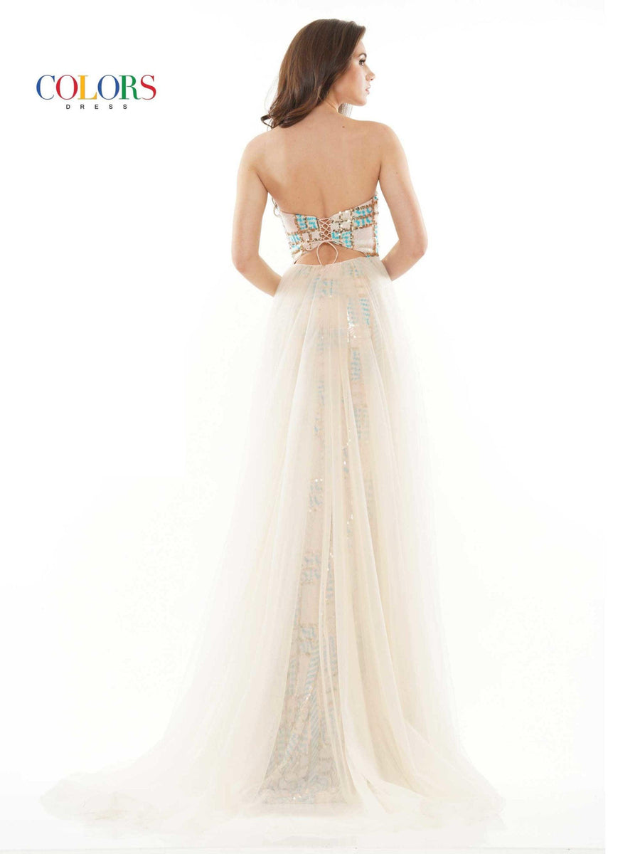 Colors Prom Long Strapless Formal Dress 1077 - The Dress Outlet