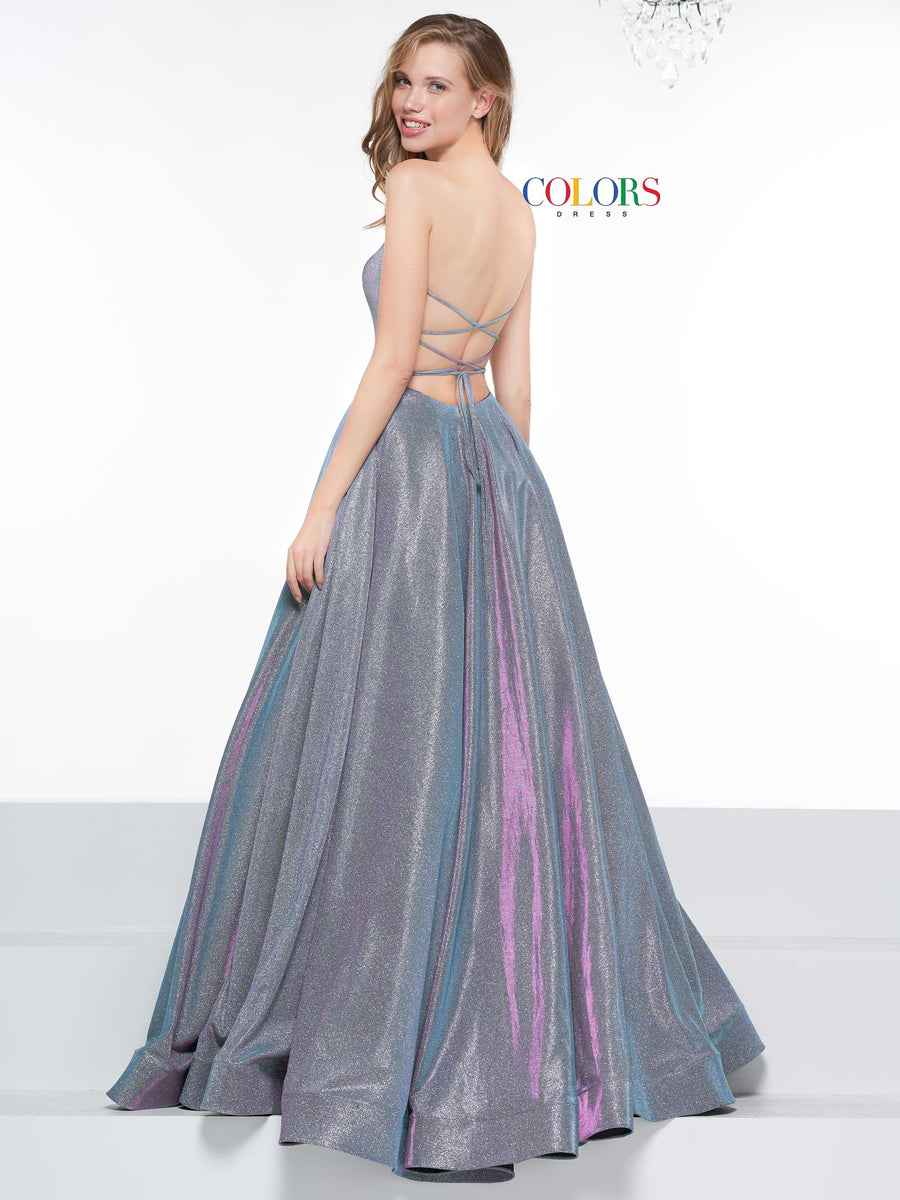 Colors Prom Long Strapless Glitter Ball Gown 2078 - The Dress Outlet