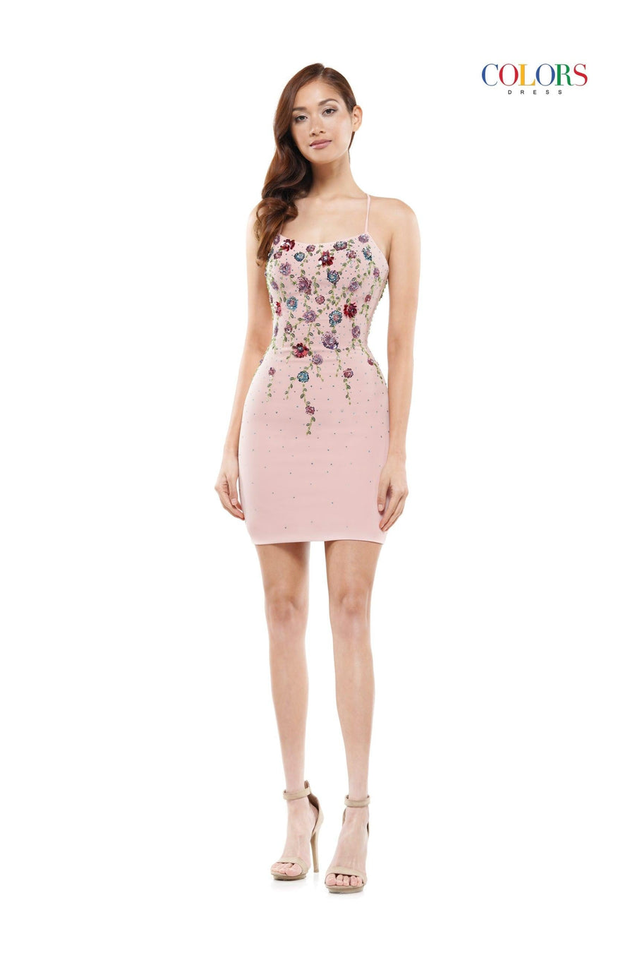 Colors Prom Short Floral Cocktail Dress 2521 - The Dress Outlet