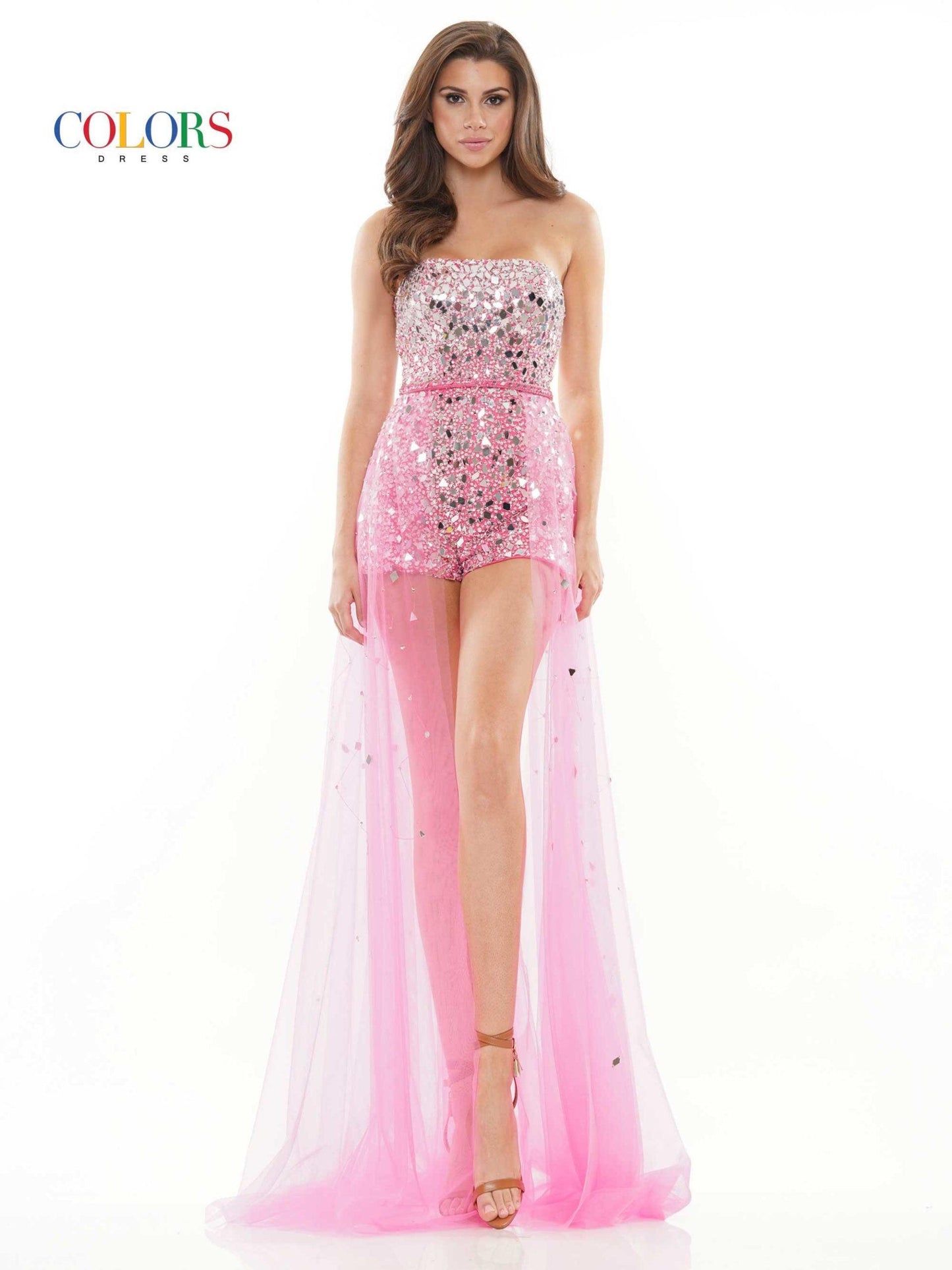 Colors Prom Short Romper Tulle Skirt Overlay 2445 - The Dress Outlet