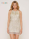 Colors Short Beaded Fringe Cocktail Dress 2813 - The Dress Outlet