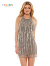 Colors Short Beaded Fringe Cocktail Dress 2813 - The Dress Outlet