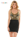 Colors Short Beaded Mesh Cocktail Dress 2806 - The Dress Outlet