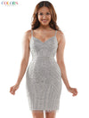 Colors Short Beaded Mesh Cocktail Dress 664S - The Dress Outlet