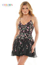 Colors Short Floral Beaded Cocktail Dress 2902 - The Dress Outlet