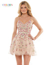 Colors Short Floral Beaded Cocktail Dress 2902 - The Dress Outlet