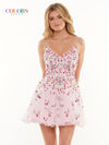 Colors Short Floral Beaded Cocktail Dress 2902 - The Dress Outlet