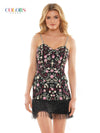 Colors Short Floral Beaded Fringe Dress 2900 - The Dress Outlet