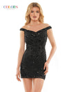 Colors Short Off Shoulder Cocktail Dress 2906 - The Dress Outlet