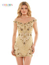 Colors Short Off Shoulder Cocktail Dress 2906 - The Dress Outlet