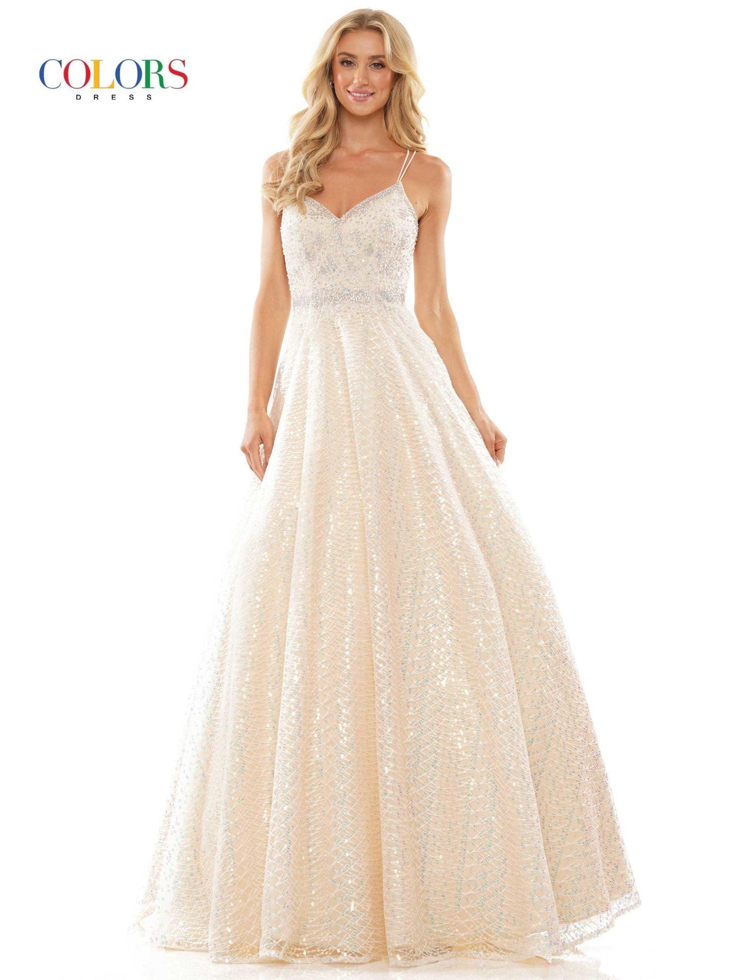 Colors Spaghetti Strap Long Prom Dress 2915 - The Dress Outlet