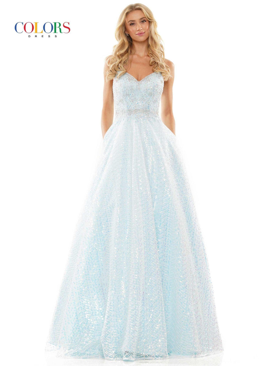 Colors Spaghetti Strap Long Prom Dress 2915 - The Dress Outlet