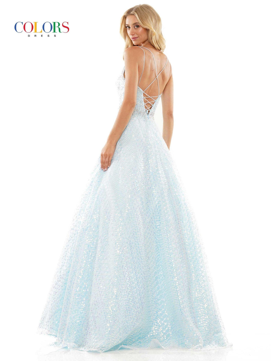 Colors Spaghetti Strap Long Prom Dress 2915 - The Dress Outlet