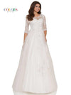 Colors Wedding 3/4 Sleeve Long Dress 1078 - The Dress Outlet