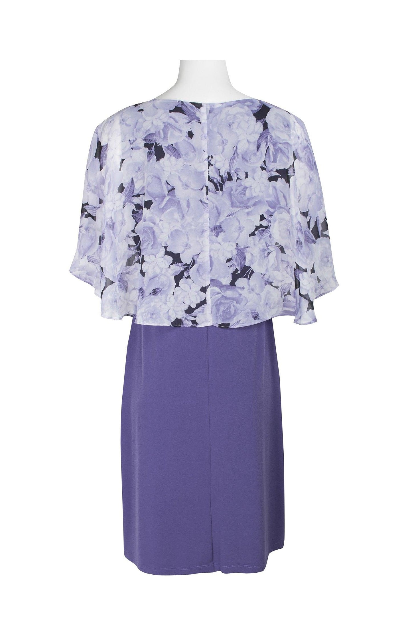 Connected Apparel Floral Chiffon Short Cape Dress - The Dress Outlet