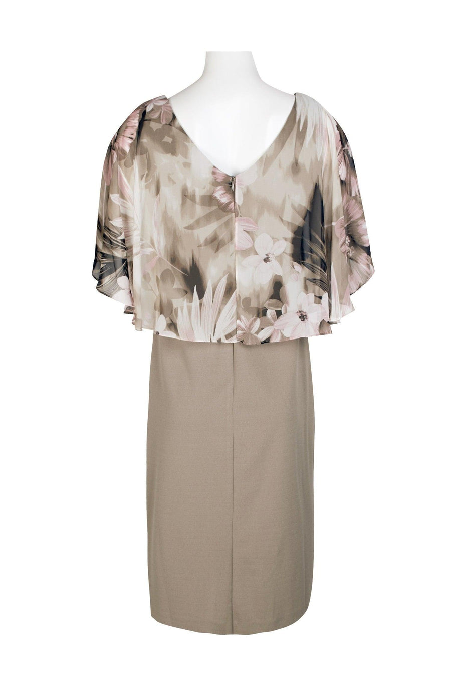 Connected Apparel Floral Print Cape Sleeve Dress - The Dress Outlet