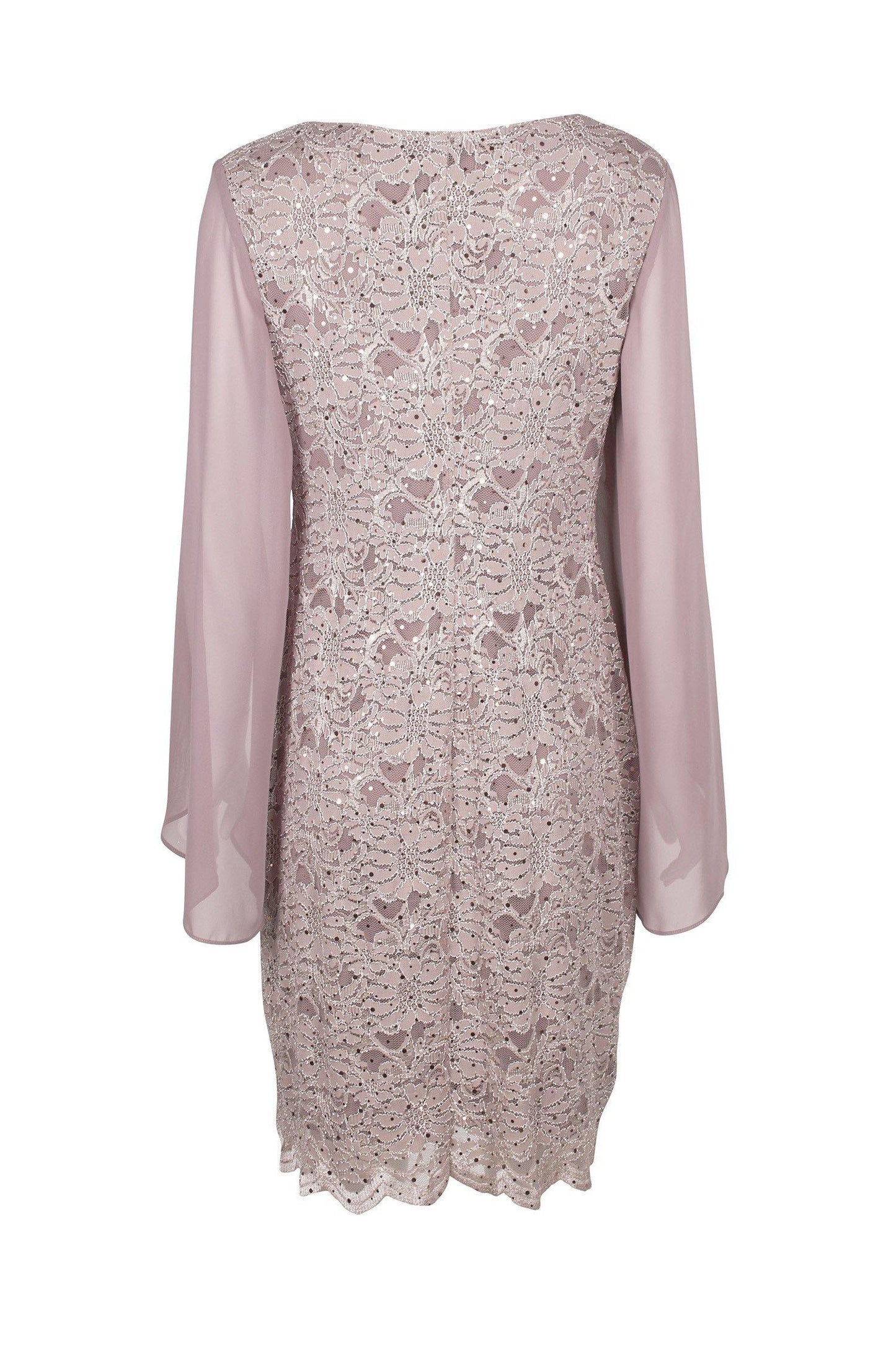 Connected Apparel Long Sleeve Lace Short Dress - The Dress Outlet