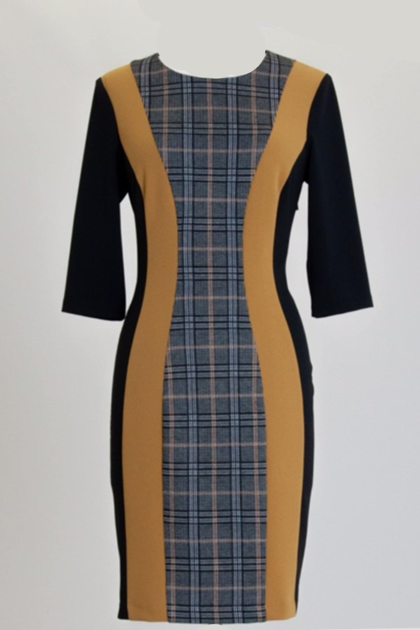 Connected Apparel Plus Size Short 3/4 Sleeve Dress - The Dress Outlet