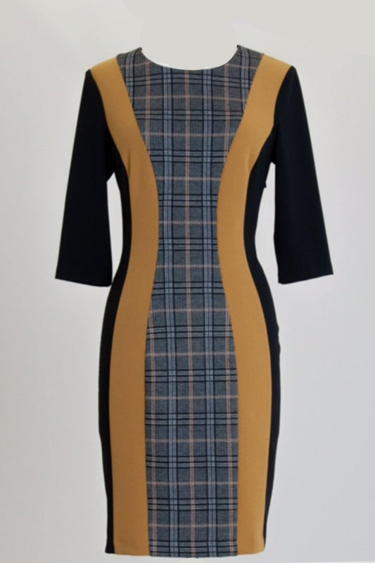 Connected Apparel Plus Size Short 3/4 Sleeve Dress - The Dress Outlet