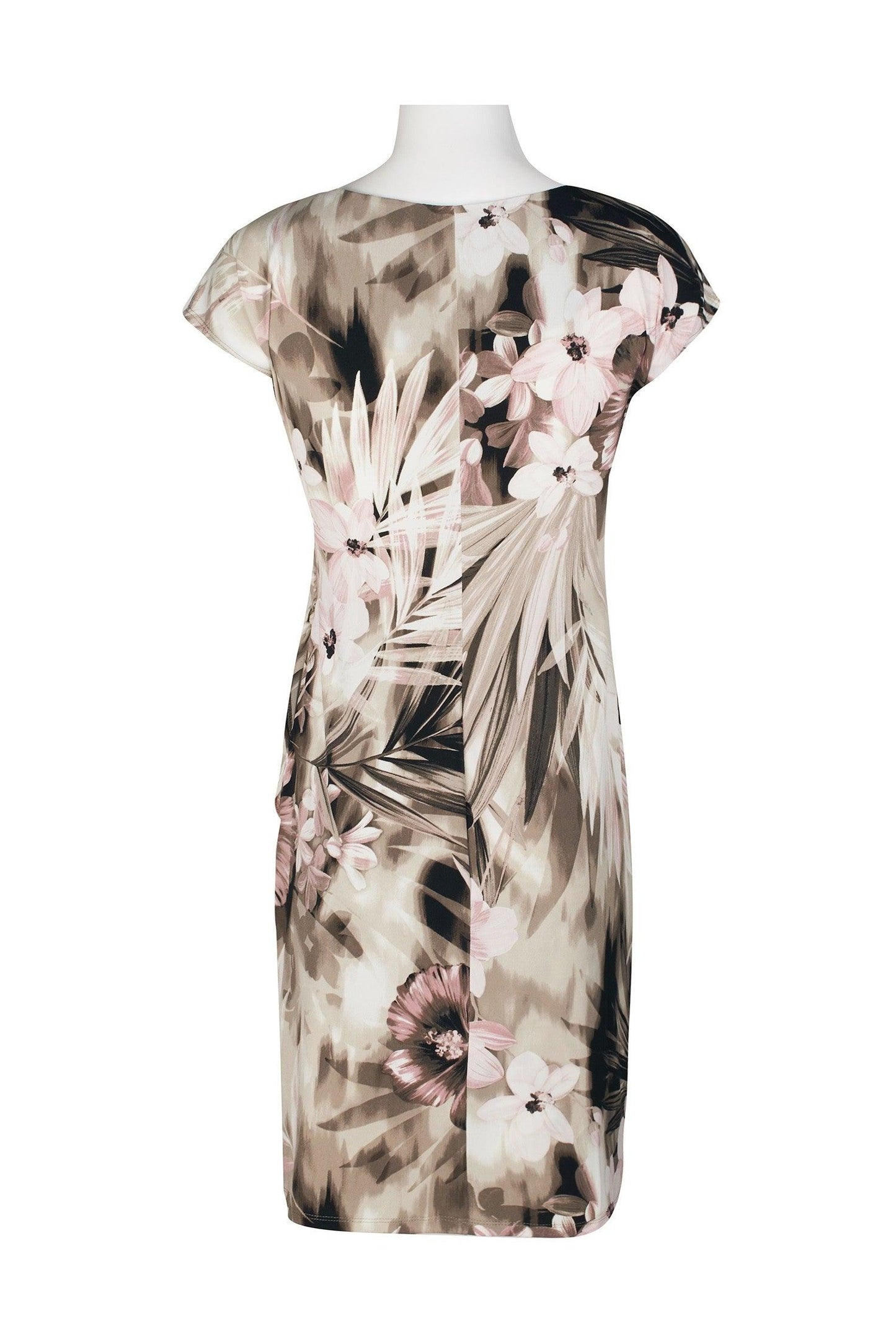 Connected Apparel Short Cap Sleeve Floral Dress - The Dress Outlet