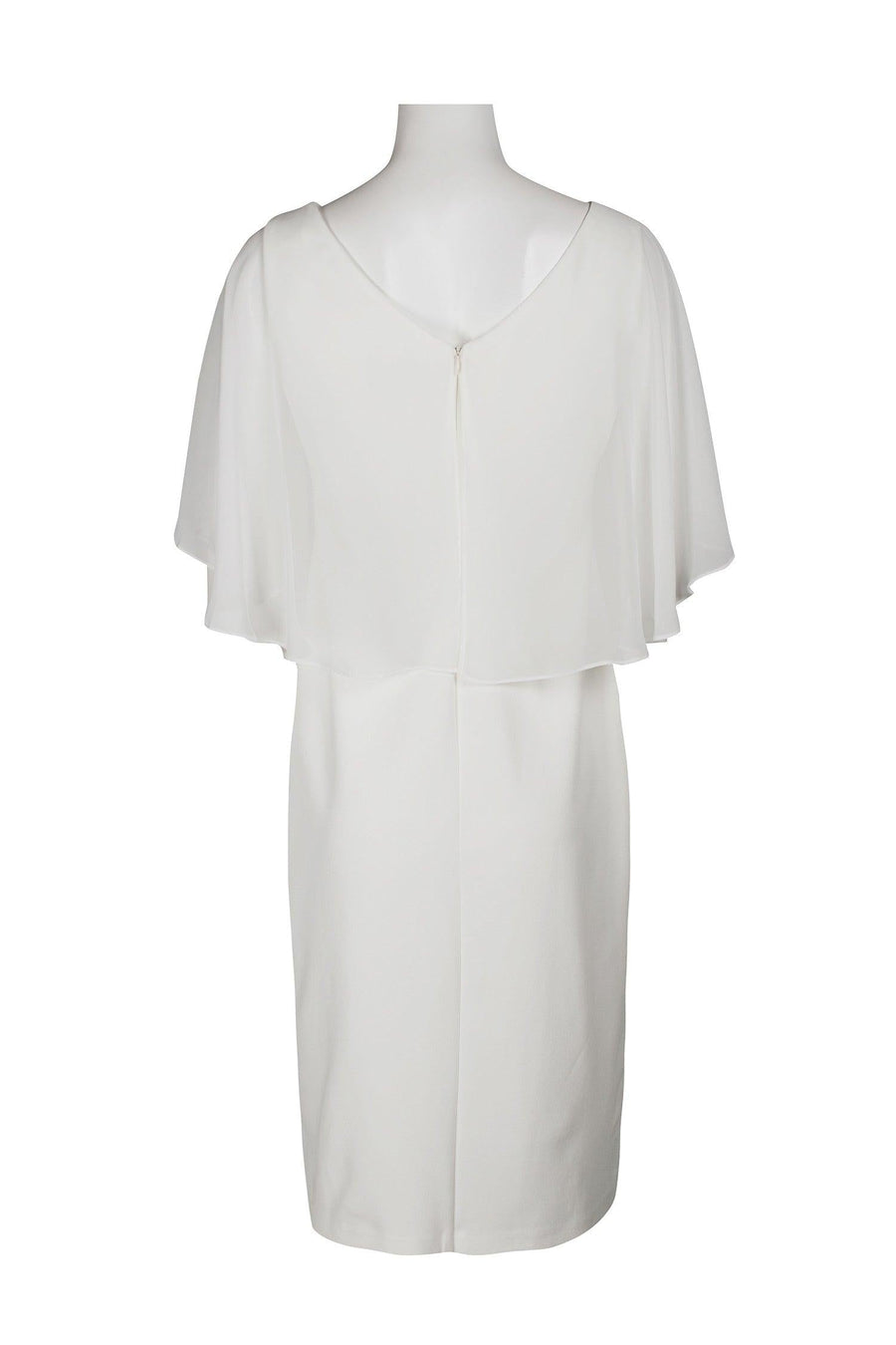 Connected Apparel Short Cape Sleeve Chiffon Dress - The Dress Outlet